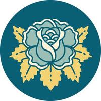 image de style de tatouage emblématique d'une rose vecteur
