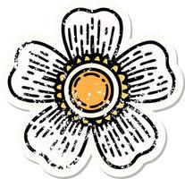 tatouage d'autocollant en détresse dans le style traditionnel d'une fleur vecteur