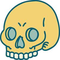 image de style de tatouage emblématique d'un crâne vecteur