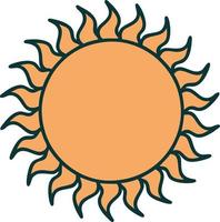 image de style de tatouage emblématique d'un soleil vecteur