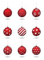 décoration de boules de Noël rouge isolé sur fond blanc. vecteur