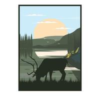 cerf sur l'illustration du paysage vecteur