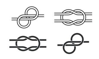 jeu d'icônes de ligne de noeud carré. création de logo hercules ou nœud de récif. câble, nœud marin ou boucle. illustration vectorielle vecteur