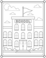 bâtiment scolaire adapté à l'illustration vectorielle de la page de coloriage pour enfants vecteur