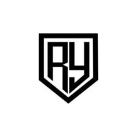 création de logo de lettre ry avec un fond blanc dans l'illustrateur. logo vectoriel, dessins de calligraphie pour logo, affiche, invitation, etc. vecteur
