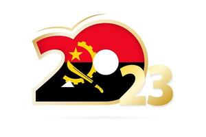 année 2023 avec motif drapeau angola. vecteur