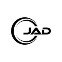 création de logo de lettre jad avec un fond blanc dans l'illustrateur. logo vectoriel, dessins de calligraphie pour logo, affiche, invitation, etc. vecteur