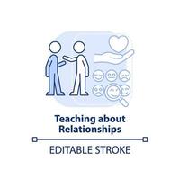 enseignement sur les relations icône de concept bleu clair. importance des relations familiales illustration de la ligne mince de l'idée abstraite. dessin de contour isolé. trait modifiable. vecteur