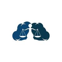 création de logo de justice en nuage. symbole de cabinet d'avocats, d'avocat ou de cabinet d'avocats. vecteur