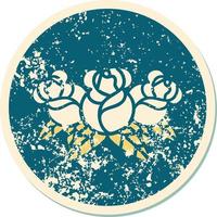 image emblématique de style tatouage autocollant en détresse d'un bouquet de fleurs vecteur