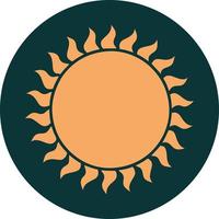 image de style de tatouage emblématique d'un soleil vecteur