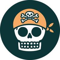 image emblématique de style tatouage d'un crâne de pirate vecteur