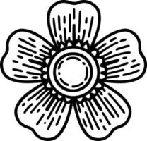 Tatouage ligne noire d'une fleur vecteur