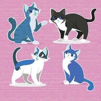 ensemble de quatre chats de couleurs différentes vecteur