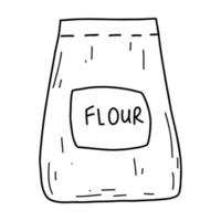 sac de farine de griffonnage. contour croquis illustration vectorielle de sac, icône d'ingrédient de cuisson vecteur