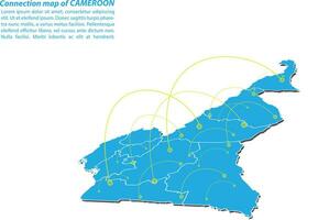 conception de réseau de connexions de carte moderne du cameroun, meilleur concept internet de l'entreprise de carte du cameroun à partir de la série de concepts, composition de points et de lignes de carte. carte infographique. illustration vectorielle. vecteur