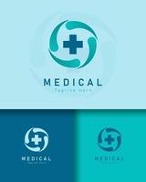 création de logo de santé médicale sur fond de couleur différente vecteur