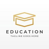 conception de modèle de logo d'éducation créative des étudiants avec signe de chapeau, de livre, de crayon ou de stylo.inspiré par les étudiants diplômés.logos pour les universités, les collèges d'éducation et les écoles. vecteur