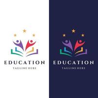 conception de modèle de logo d'éducation créative des étudiants avec signe de chapeau, de livre, de crayon ou de stylo.inspiré par les étudiants diplômés.logos pour les universités, les collèges d'éducation et les écoles. vecteur