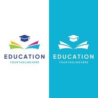 conception de modèle de logo d'éducation créative des étudiants avec signe de chapeau, de livre, de crayon ou de stylo.inspiré par les étudiants diplômés.logos pour les universités, les collèges d'éducation et les écoles. vecteur