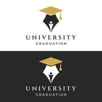 conception de modèle de logo d'éducation créative des étudiants avec signe de chapeau, de livre, de crayon ou de stylo.inspiré par les étudiants diplômés.logos pour les universités, les collèges d'éducation et les écoles. vecteur