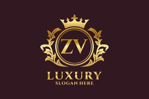 modèle initial de logo de luxe royal de lettre zv dans l'art vectoriel pour des projets de marque luxueux et d'autres illustrations vectorielles.