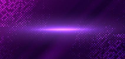 technologie abstraite motif carré numérique futuriste avec éclairage des éléments carrés de particules incandescentes sur fond violet foncé. vecteur