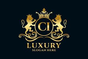 modèle initial de logo ci lettre lion royal luxe dans l'art vectoriel pour les projets de marque luxueux et autres illustrations vectorielles.