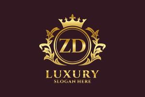 modèle de logo de luxe royal lettre zd initial dans l'art vectoriel pour les projets de marque de luxe et autres illustrations vectorielles.