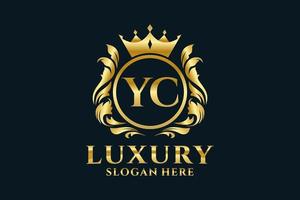 modèle initial de logo de luxe royal de lettre yc dans l'art vectoriel pour des projets de marque luxueux et d'autres illustrations vectorielles.