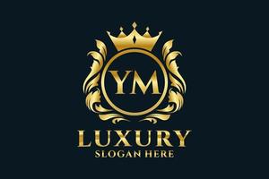modèle de logo de luxe royal lettre initiale ym dans l'art vectoriel pour les projets de marque luxueux et autres illustrations vectorielles.
