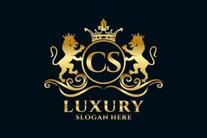 modèle initial de logo de luxe cs lettre lion royal dans l'art vectoriel pour les projets de marque luxueux et autres illustrations vectorielles.