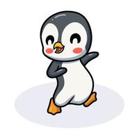 mignon petit dessin animé de pingouin posant vecteur