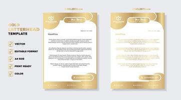 modèle de conception de papier à en-tête doré de luxe pour le format modifiable de la société commerciale vecteur