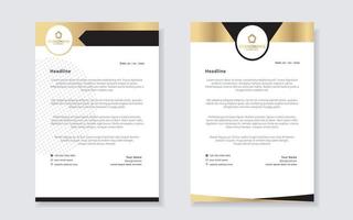 modèle de conception de papier à en-tête de luxe en or pour la conception de papeterie d'entreprise vecteur