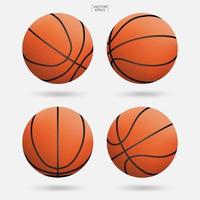 Collection de ballons de basket-ball 3D vecteur