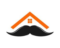 moustache avec maison sur le toit vecteur