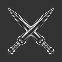 lames d'épées croisées rétro vintage. peut être utilisé pour les vêtements de sport ou la conception de combat. illustration vectorielle. graphique. vecteur