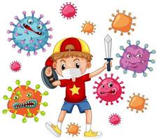 conception d'affiche coronavirus avec garçon jouant vecteur