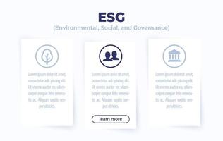 bannières esg, environnementales, de gouvernance sociale vecteur