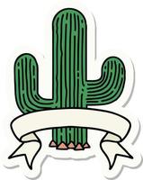 autocollant de tatouage avec bannière d'un cactus vecteur