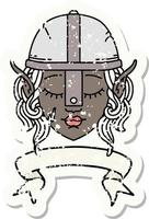 visage de personnage de combattant elfe avec illustration de bannière vecteur