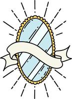 bannière avec miroir brillant de style tatouage vecteur