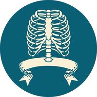 icône avec bannière d'une cage thoracique vecteur