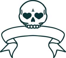 tatouage avec bannière d'un crâne vecteur