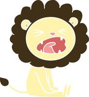 lion en colère de dessin animé de style plat couleur vecteur