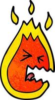 dessin animé doodle flamme chaude en colère vecteur