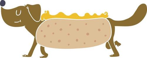hot-dog de dessin animé de style plat couleur vecteur