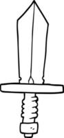 caricature de dessin au trait d'une vieille épée de bronze vecteur