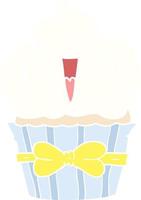 cupcake de dessin animé de style plat couleur heureux vecteur